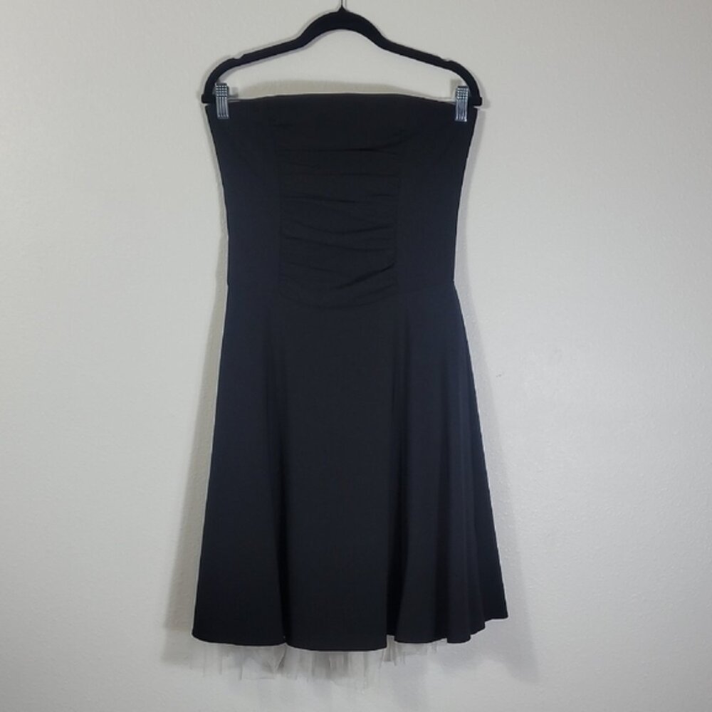 Y2K 90s Ruby Mini Strapless Dress S Black Tulle Whimsigoth Grunge Hoco Cocktail